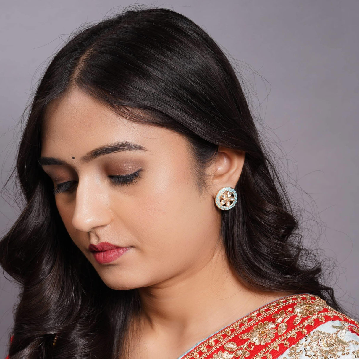 Indian Kundan Stud Earrings for Women - Kundan & Pearl Tassel Round Earrings, Small Tops Earring, Golden Tone Bollywood Style Dangle Earrings, Chandelier Jhumki Jewelry, Bridal Earrings, Gift for Her - LoveNspire
