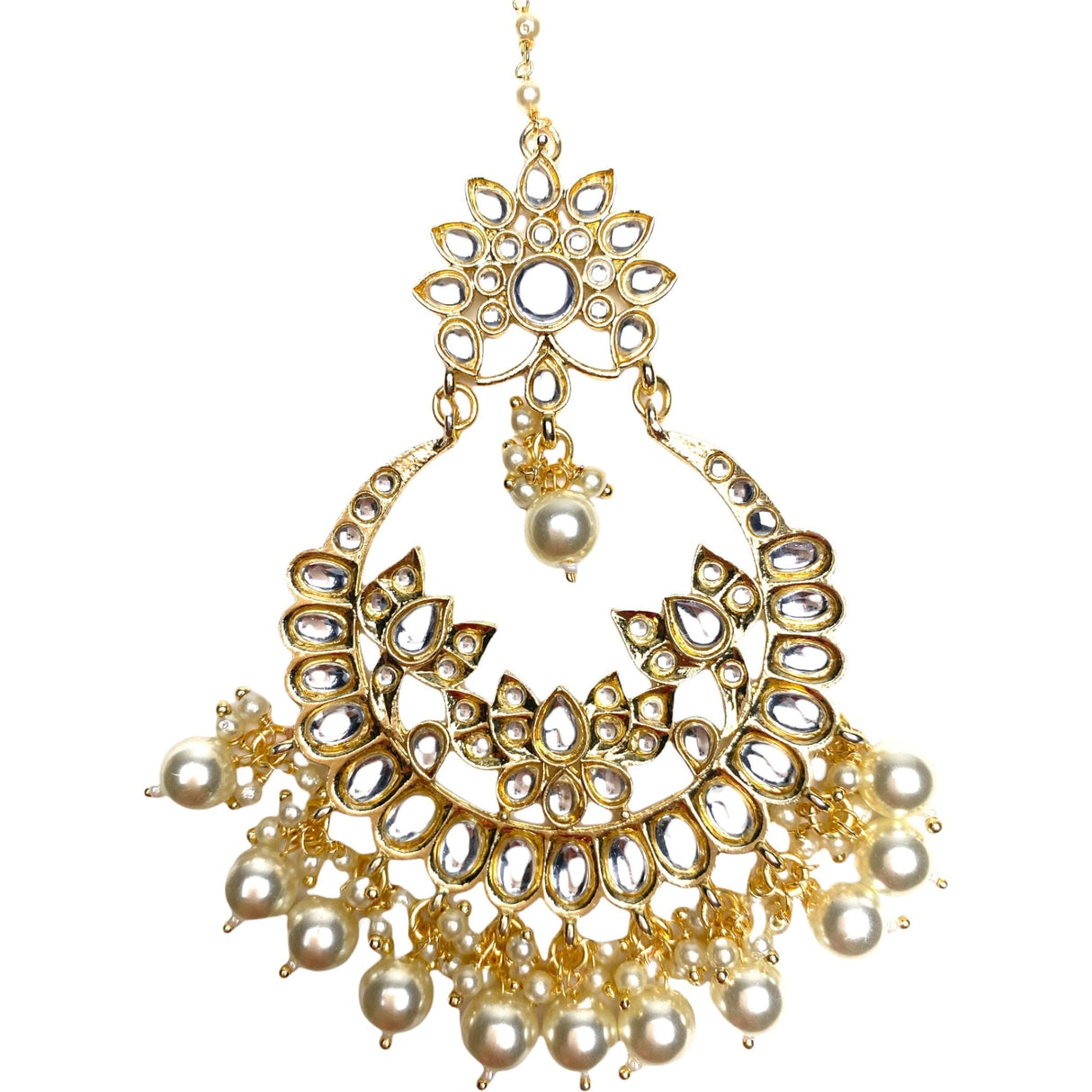 Kundan Maang Tikka Gold Plated Indian Traditional Women Forehead Jewelry Pakistani Punjabi Wedding Favor Designer Head Accessory Gift for Her - LoveNspire