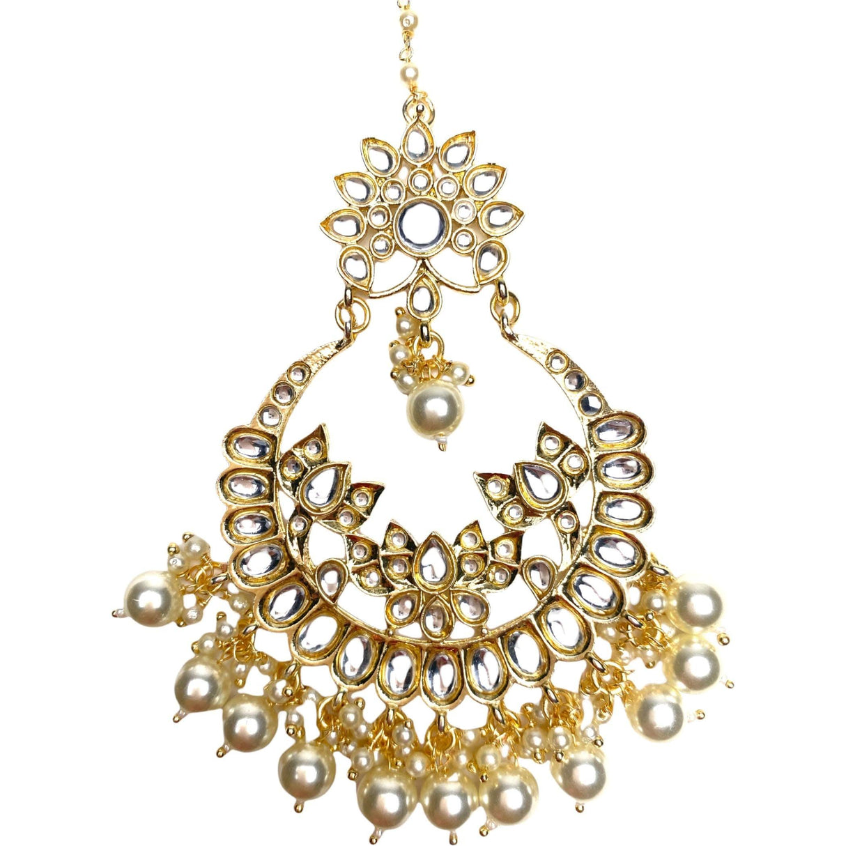 Kundan Maang Tikka Gold Plated Indian Traditional Women Forehead Jewelry Pakistani Punjabi Wedding Favor Designer Head Accessory Gift for Her - LoveNspire