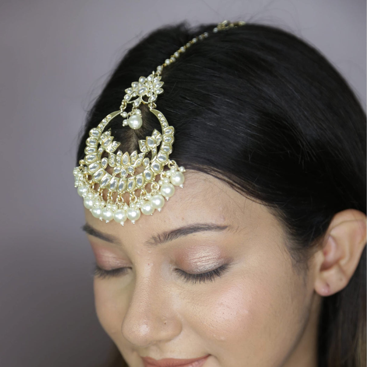 Kundan Maang Tikka Gold Plated Indian Traditional Women Forehead Jewelry Pakistani Punjabi Wedding Favor Designer Head Accessory Gift for Her - LoveNspire