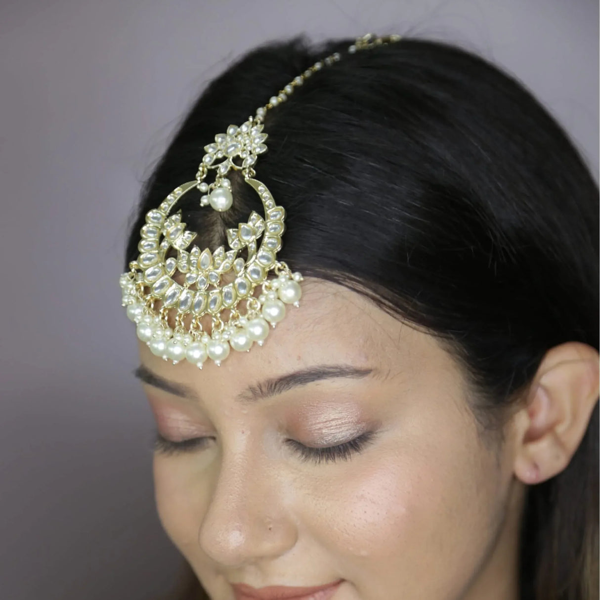 Kundan Maang Tikka Gold Plated Indian Traditional Women Forehead Jewelry Pakistani Punjabi Wedding Favor Designer Head Accessory Gift for Her - LoveNspire