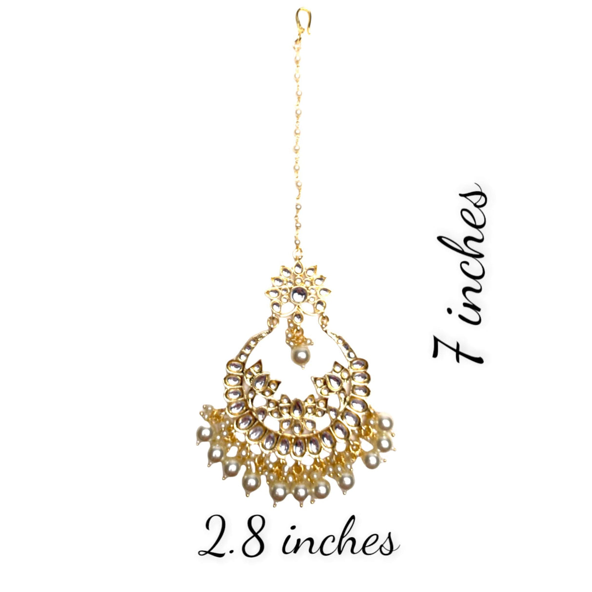 Kundan Maang Tikka Gold Plated Indian Traditional Women Forehead Jewelry Pakistani Punjabi Wedding Favor Designer Head Accessory Gift for Her - LoveNspire