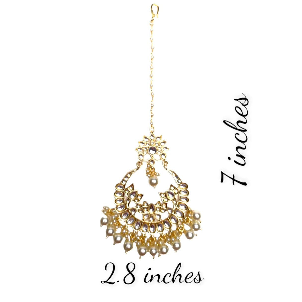 Kundan Maang Tikka Gold Plated Indian Traditional Women Forehead Jewelry Pakistani Punjabi Wedding Favor Designer Head Accessory Gift for Her - LoveNspire