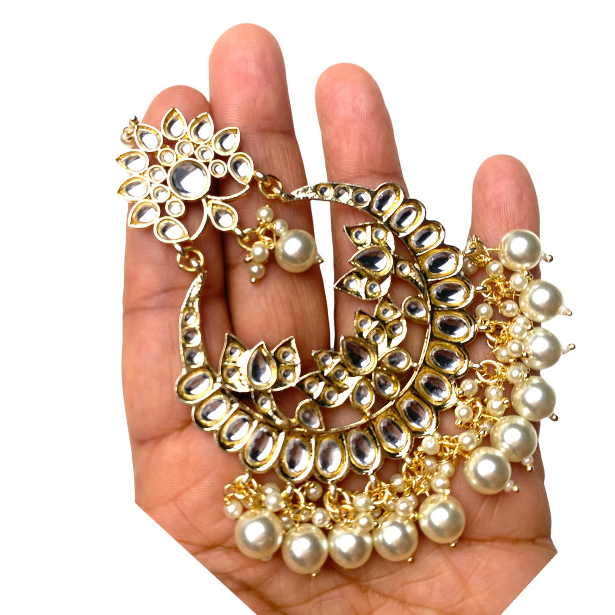 Kundan Maang Tikka Gold Plated Indian Traditional Women Forehead Jewelry Pakistani Punjabi Wedding Favor Designer Head Accessory Gift for Her - LoveNspire