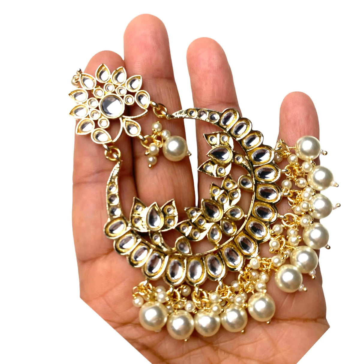 Kundan Maang Tikka Gold Plated Indian Traditional Women Forehead Jewelry Pakistani Punjabi Wedding Favor Designer Head Accessory Gift for Her - LoveNspire