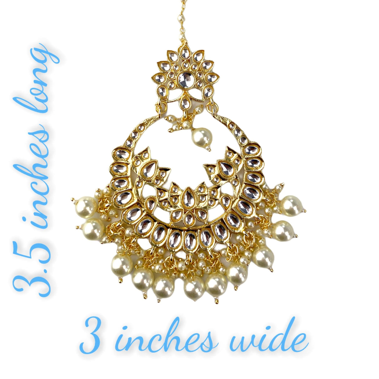 Kundan Maang Tikka Gold Plated Indian Traditional Women Forehead Jewelry Pakistani Punjabi Wedding Favor Designer Head Accessory Gift for Her - LoveNspire