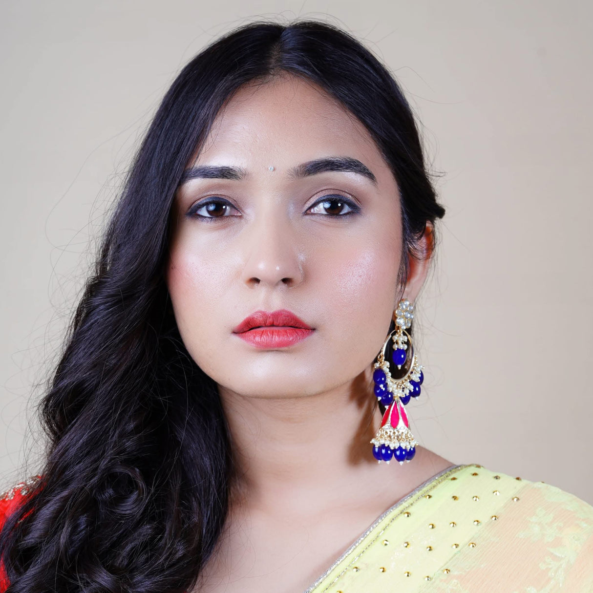 Indian Jhumka Earrings for Women - Large Kundan Faux Pearls Drop Chanbali Earrings Floral Indian Jhumki Ethnic Beaded Bollywood Style Dangle Earrings Jewelry for Bride Birthday Gift for Her - LoveNspire