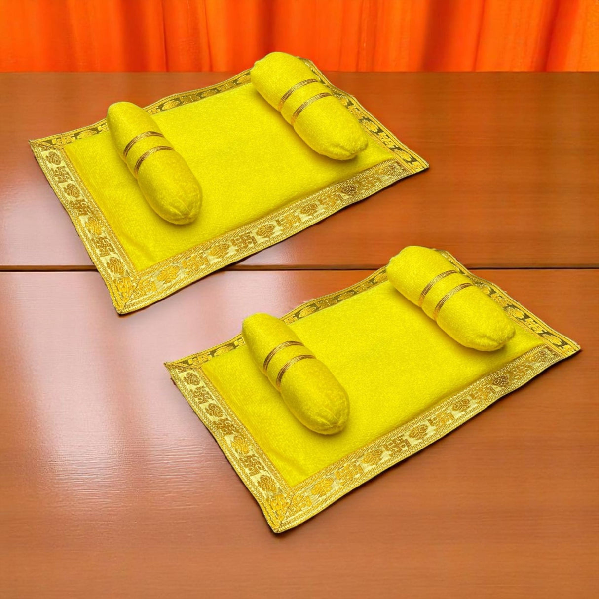 Laddu Gopal Velvet Asan Takiya Pillow Set for Lord Ganesha, Krishna, Kanha Ji, Bal Gopal God Goddess Idol Soft Mattress Cushion/gadda Bed Cum Aasan Set (7x4.5 Inch) - LoveNspire