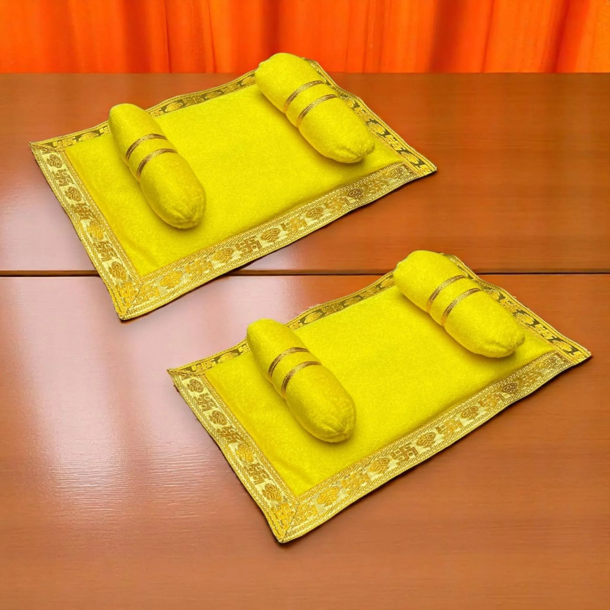 Laddu Gopal Velvet Asan Takiya Pillow Set for Lord Ganesha, Krishna, Kanha Ji, Bal Gopal God Goddess Idol Soft Mattress Cushion/gadda Bed Cum Aasan Set (7x4.5 Inch) - LoveNspire