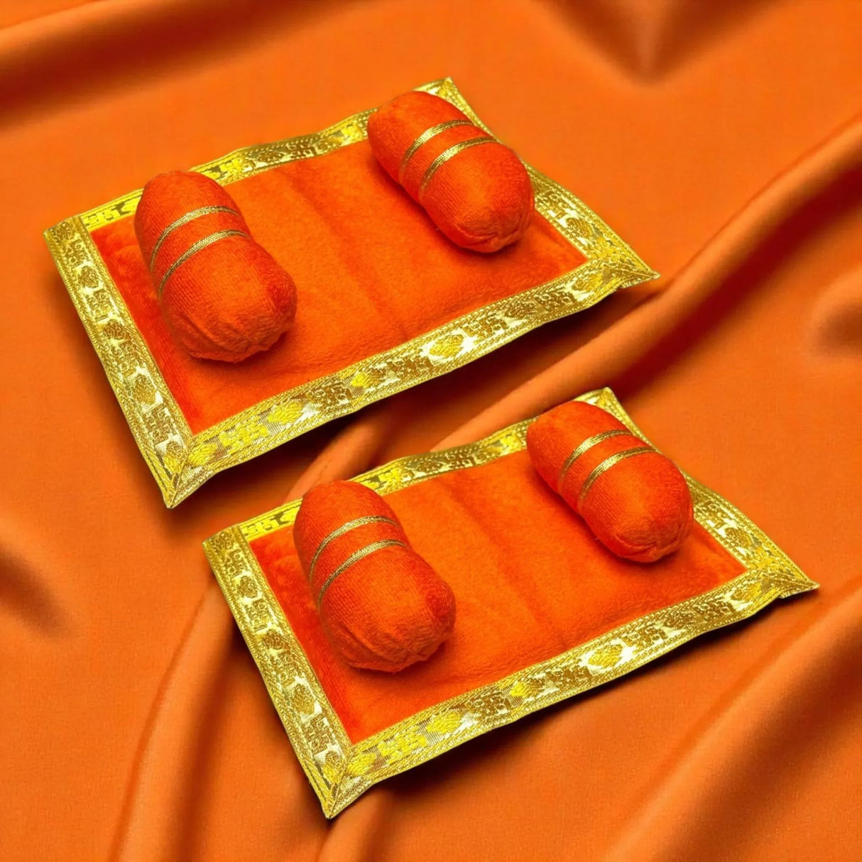 Laddu Gopal Velvet Asan Takiya Pillow Set for Lord Ganesha, Krishna, Kanha Ji, Bal Gopal God Goddess Idol Soft Mattress Cushion/gadda Bed Cum Aasan Set (7x4.5 Inch) - LoveNspire