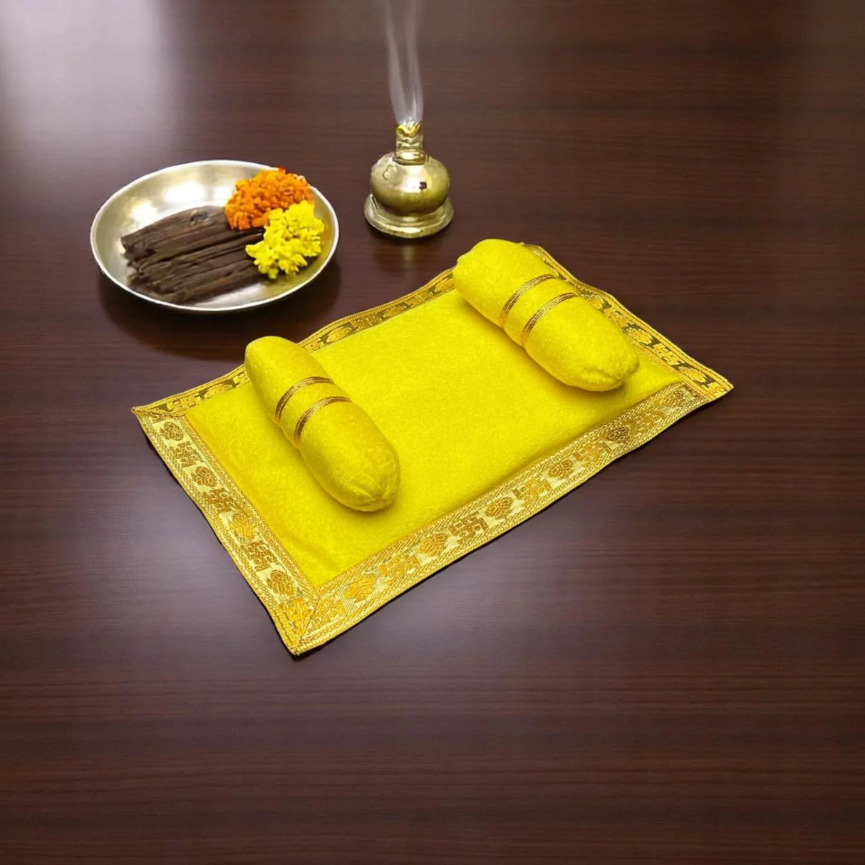 Laddu Gopal Velvet Asan Takiya Pillow Set for Lord Ganesha, Krishna, Kanha Ji, Bal Gopal God Goddess Idol Soft Mattress Cushion/gadda Bed Cum Aasan Set (7x4.5 Inch) - LoveNspire