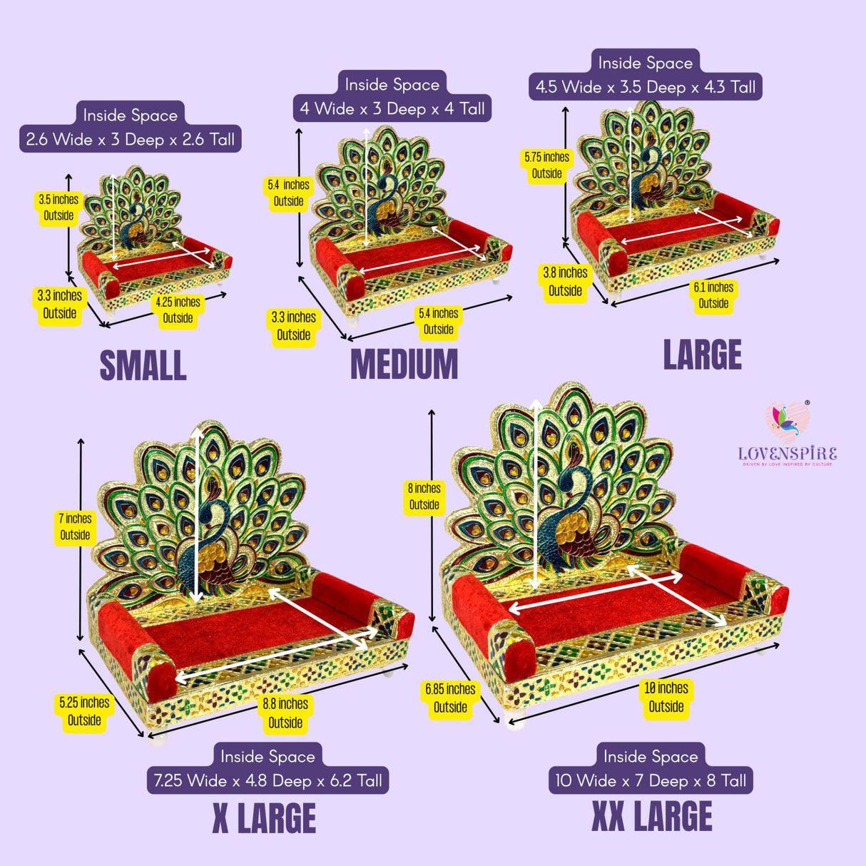 Wooden Laddu Gopal Sinhasan for Pooja Mandir Kanha Ji Singhasan Krishna Aasan for All God Janamashtami Favor Meenakari Peacock Design Singhasan Housewarming Gift - LoveNspire