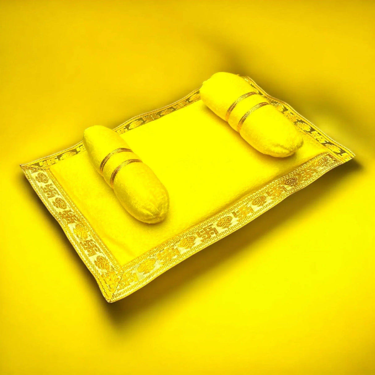 Laddu Gopal Velvet Asan Takiya Pillow Set for Lord Ganesha, Krishna, Kanha Ji, Bal Gopal God Goddess Idol Soft Mattress Cushion/gadda Bed Cum Aasan Set (9.5x6.5 Inch) - LoveNspire