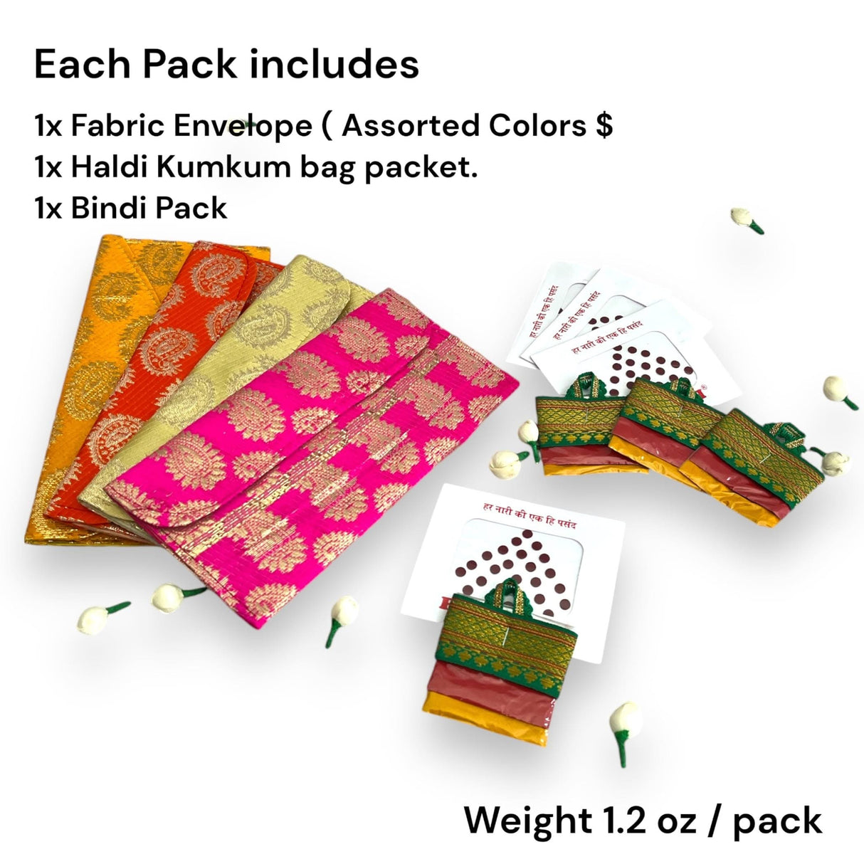 Hindu gift pack including fabric envelopes Bindi Haldi Kumkum for religious festivals