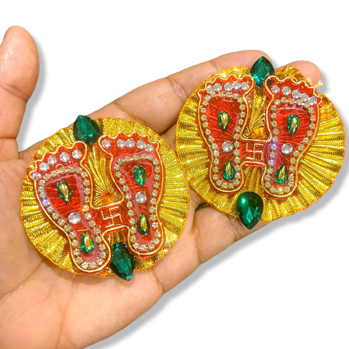 Acrylic Lakshmi Charan Paduka Feet 2 Pairs Laxmi Padhuka Good Luck Footsteps Shubh Labh Rangoli Sticker for Door Entrance Home Temple Diwali Decoration Indian Traditional Vara Lakshmi Pagla - LoveNspire