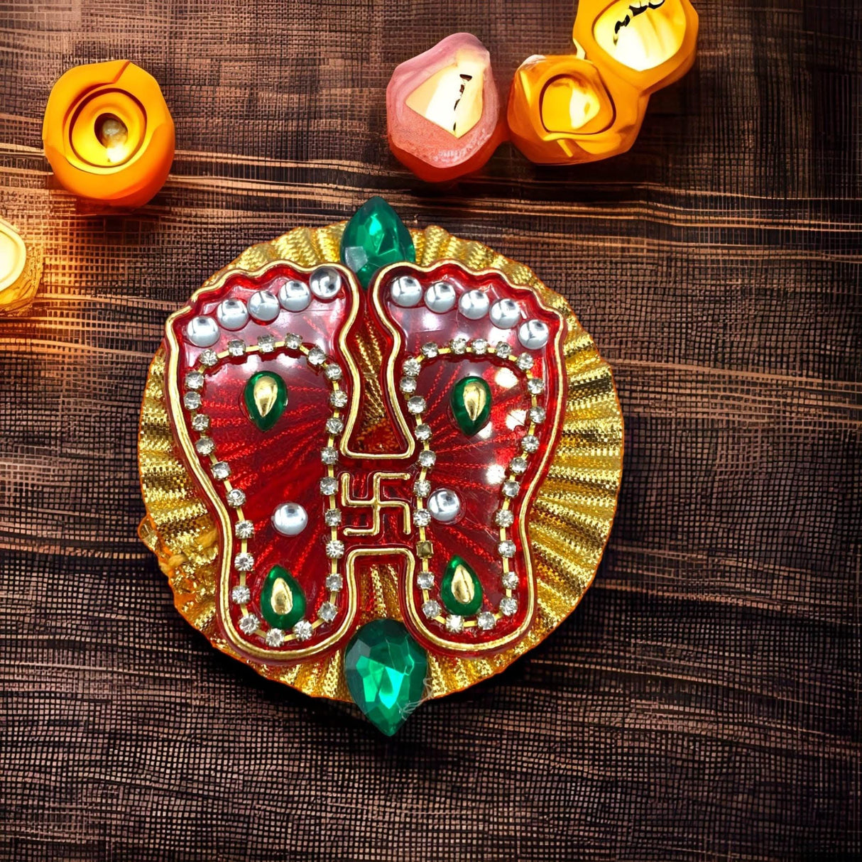 Acrylic Lakshmi Charan Paduka Feet 2 Pairs Laxmi Padhuka Good Luck Footsteps Shubh Labh Rangoli Sticker for Door Entrance Home Temple Diwali Decoration Indian Traditional Vara Lakshmi Pagla - LoveNspire