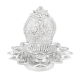 Silver-colored decorative oil lamp for Diwali and Hindu religious ceremonies