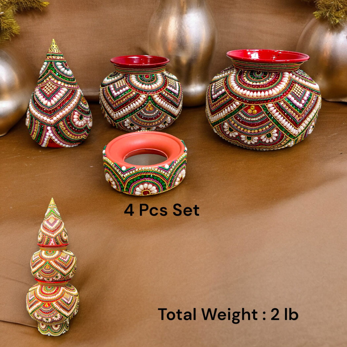 Decorative Kalash for Pooja Handmade Mild Steel Puja Kalash Wedding Decor Grah Pravesh Temple Home Mandir Decor - Festival Housewarming Gift Lota for Navratri Karvachauth Diwali - LoveNspire