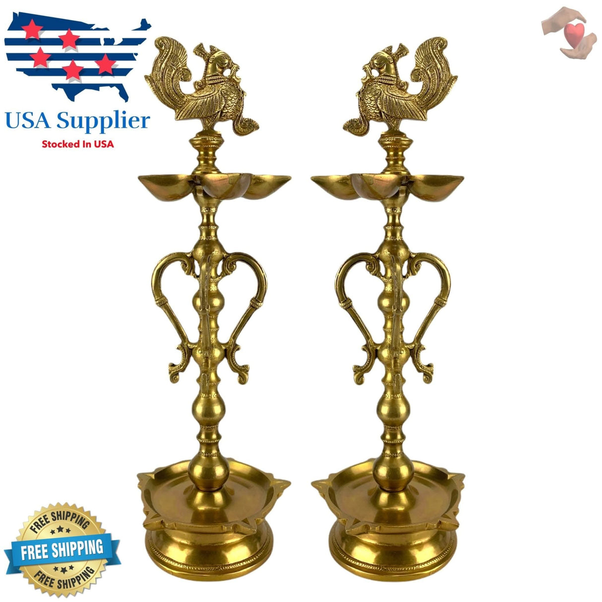 Large Peacock Deepam Brass Diya Annam Deepak Samai Oil Lamp with Base Indian Festival Diwali Diya Hindu Puja Religious Home Decor Pooja Lamp Indian Housewarming Wedding Return Gift - LoveNspire