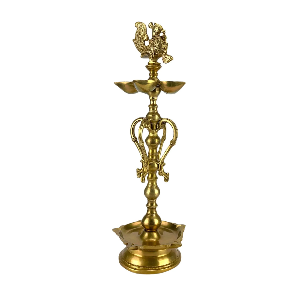 Large Peacock Deepam Brass Diya Annam Deepak Samai Oil Lamp with Base Indian Festival Diwali Diya Hindu Puja Religious Home Decor Pooja Lamp Indian Housewarming Wedding Return Gift - LoveNspire