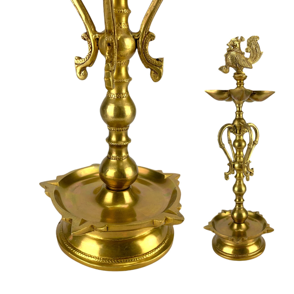 Large Peacock Deepam Brass Diya Annam Deepak Samai Oil Lamp with Base Indian Festival Diwali Diya Hindu Puja Religious Home Decor Pooja Lamp Indian Housewarming Wedding Return Gift - LoveNspire
