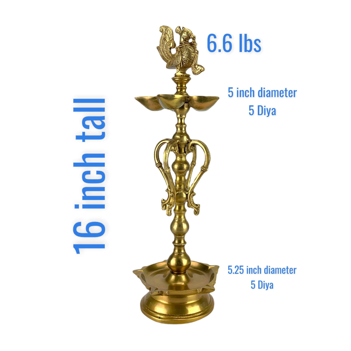 Large Peacock Deepam Brass Diya Annam Deepak Samai Oil Lamp with Base Indian Festival Diwali Diya Hindu Puja Religious Home Decor Pooja Lamp Indian Housewarming Wedding Return Gift - LoveNspire