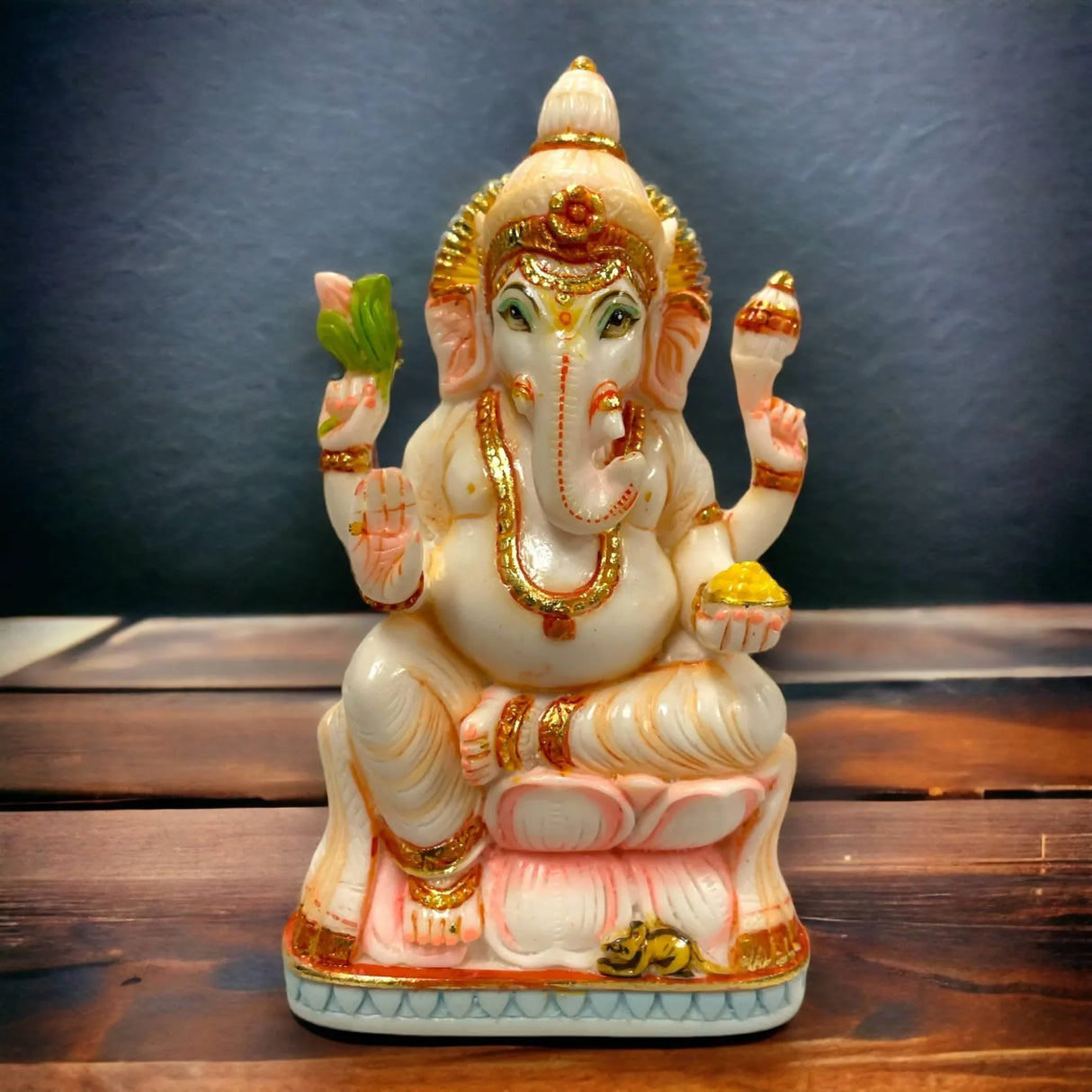 Laksmi and Ganesha Idol Pair Culture Marble Statue Laxmi Ganpati Figurine God of Luck and Success Idol Showpiece for Home Decoration and Car Dashboard Diwali Decoration - LoveNspire