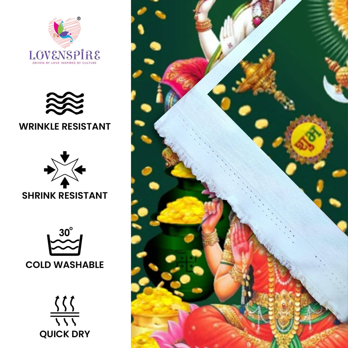 Laxmi Ganesh Backdrop 5x8 Feet Backdrop Indian Traditional Cloth Varalaxmi Vratam Decor Indian Diwali Decor Pooja Wall Decor Indian Wall Art Photo Decor Banner Navratri Decor - LoveNspire