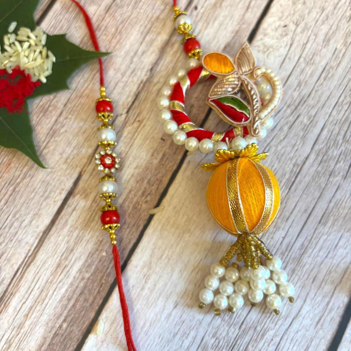 Leaf Lumba Designer Rakhi for Brother Gift Hamper for Brother Bhai and Bhabhi. Thread Bracelet for Rakshabandhan Raki. Rakasha Bandhan Gifts from Sister, - LoveNspire