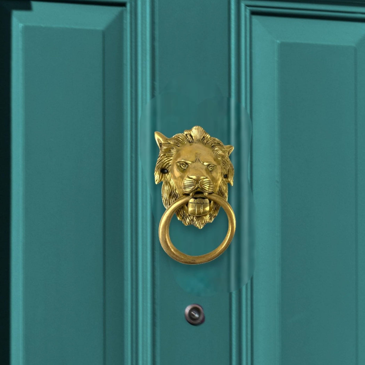 Lion Head Brass Door Knocker Authentic Vintage Unique Front Door Holder with Gold Finish Rare Solid Door Accessories for Home Decor Housewarming Gift - LoveNspire