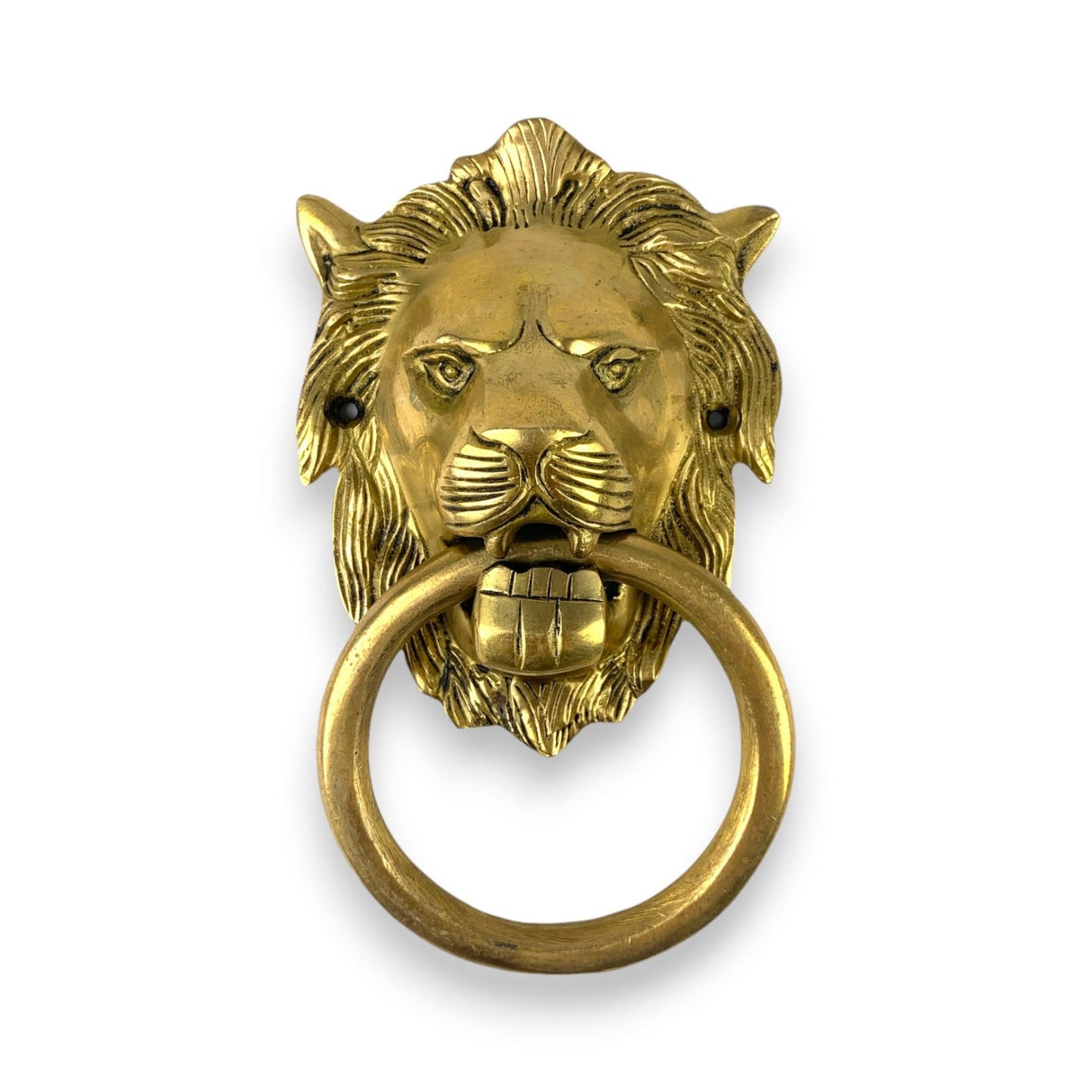 Lion Head Brass Door Knocker Authentic Vintage Unique Front Door Holder with Gold Finish Rare Solid Door Accessories for Home Decor Housewarming Gift - LoveNspire