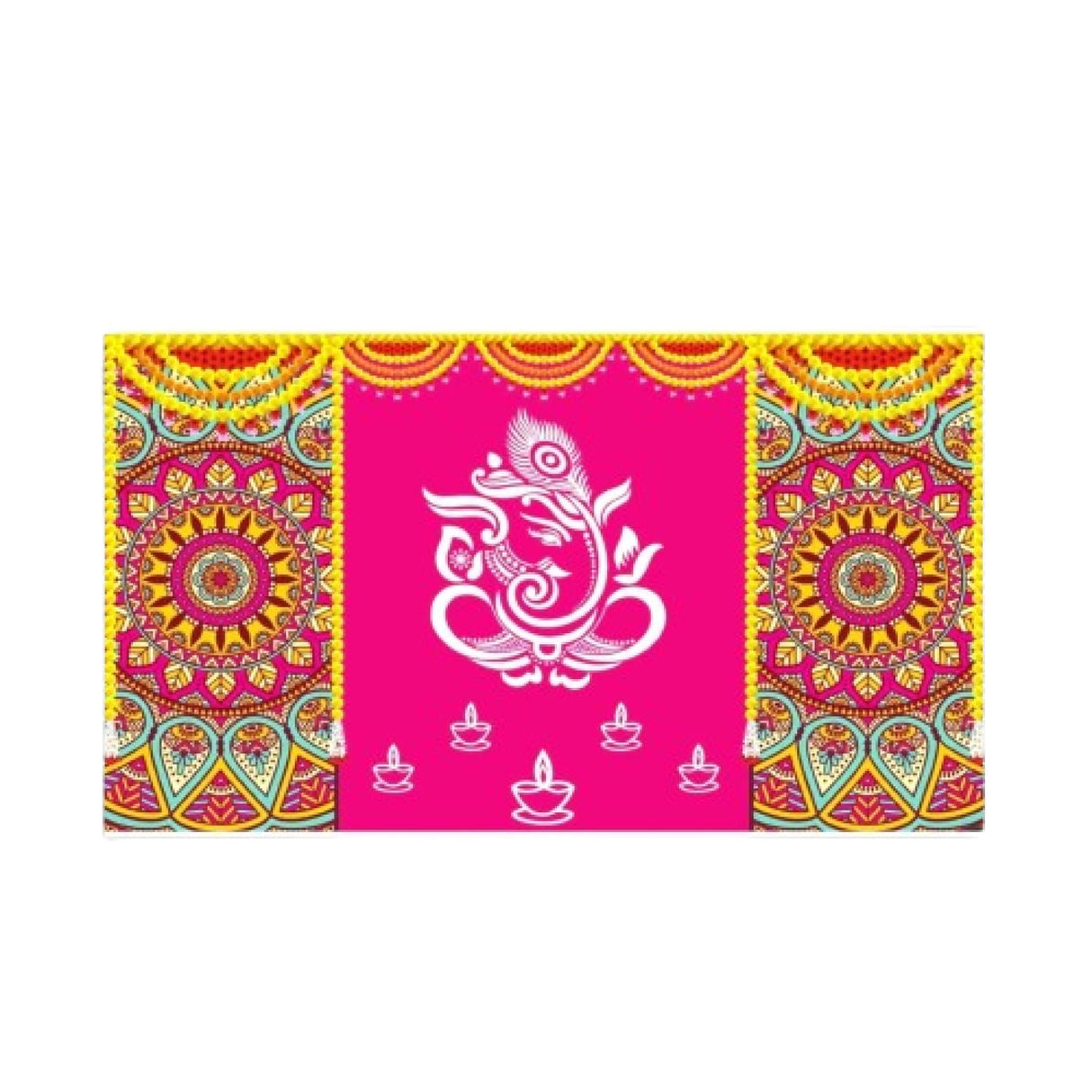 Lord Ganesh Backdrop 5x8 Feet Indian Traditional Cloth Backdrop Pooja Backdrop Indian Wall Art Photo Decor Banner Diwali Decor Wedding Backdrop Decorative Cloth Housewarming Gift - LoveNspire