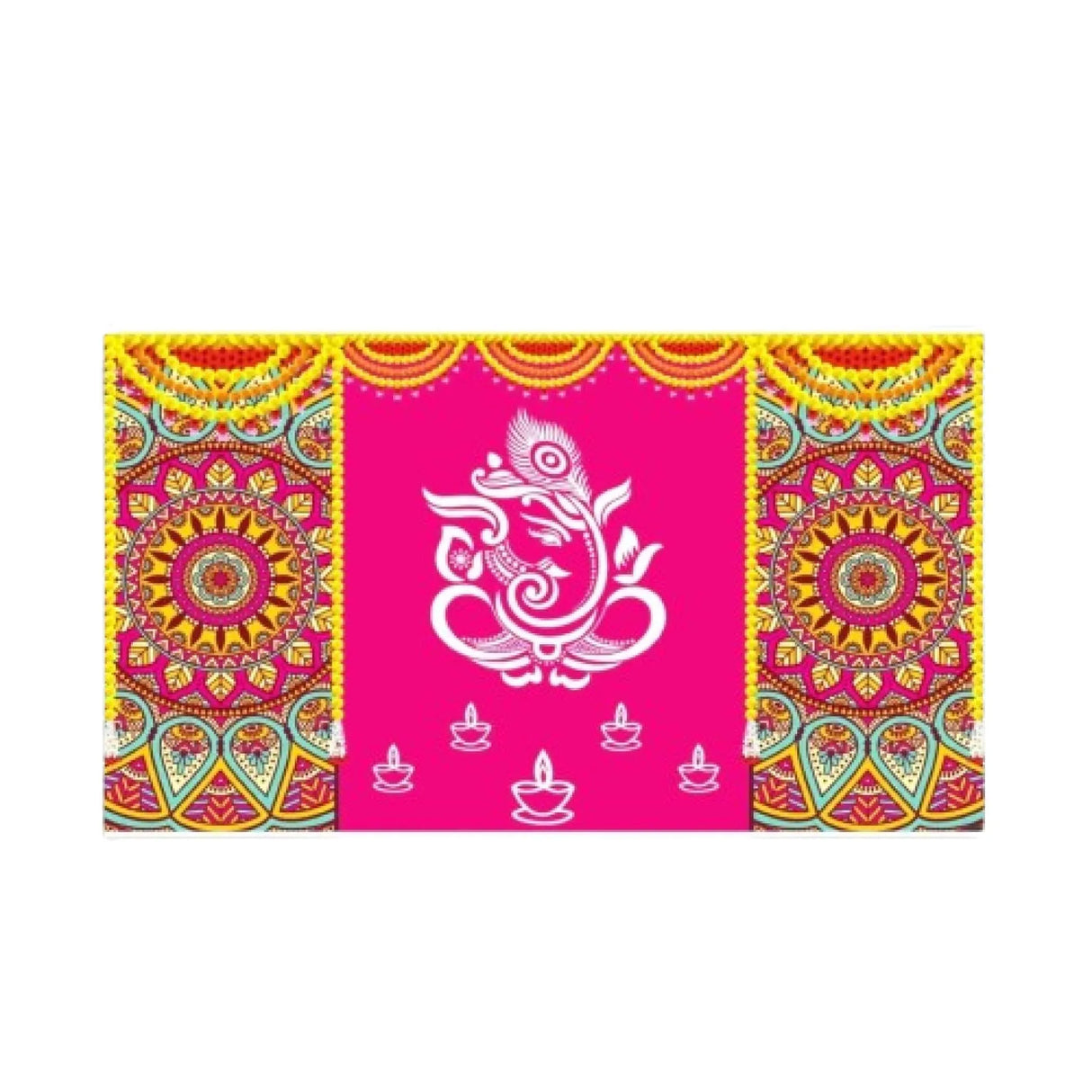 Lord Ganesh Backdrop 5x8 Feet Indian Traditional Cloth Backdrop Pooja Backdrop Indian Wall Art Photo Decor Banner Diwali Decor Wedding Backdrop Decorative Cloth Housewarming Gift - LoveNspire