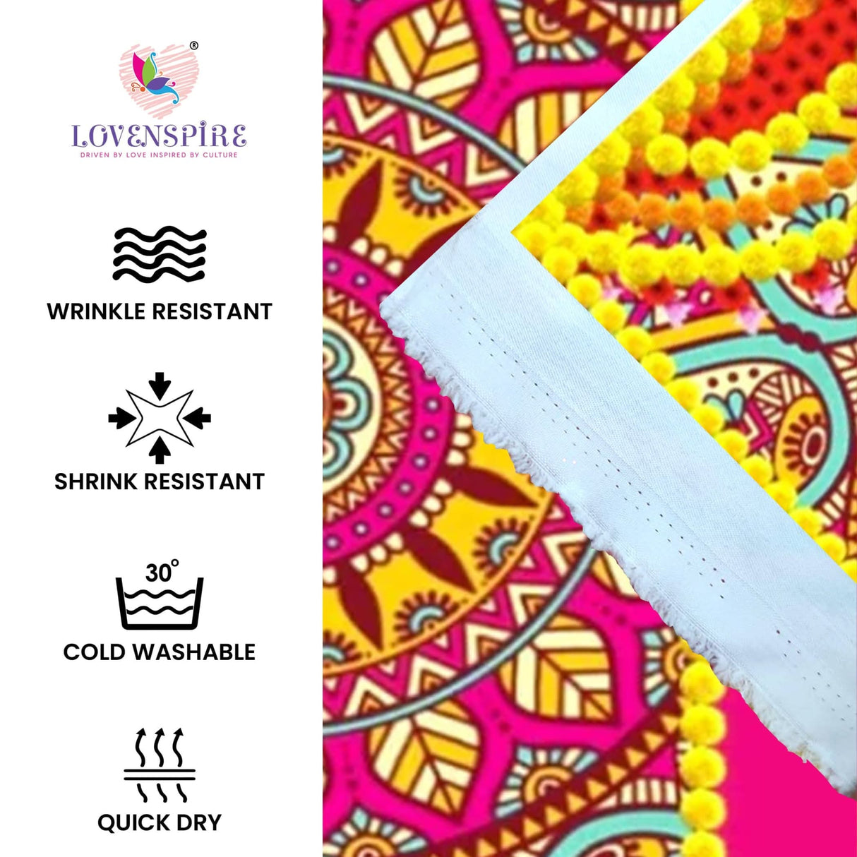 Lord Ganesh Backdrop 5x8 Feet Indian Traditional Cloth Backdrop Pooja Backdrop Indian Wall Art Photo Decor Banner Diwali Decor Wedding Backdrop Decorative Cloth Housewarming Gift - LoveNspire