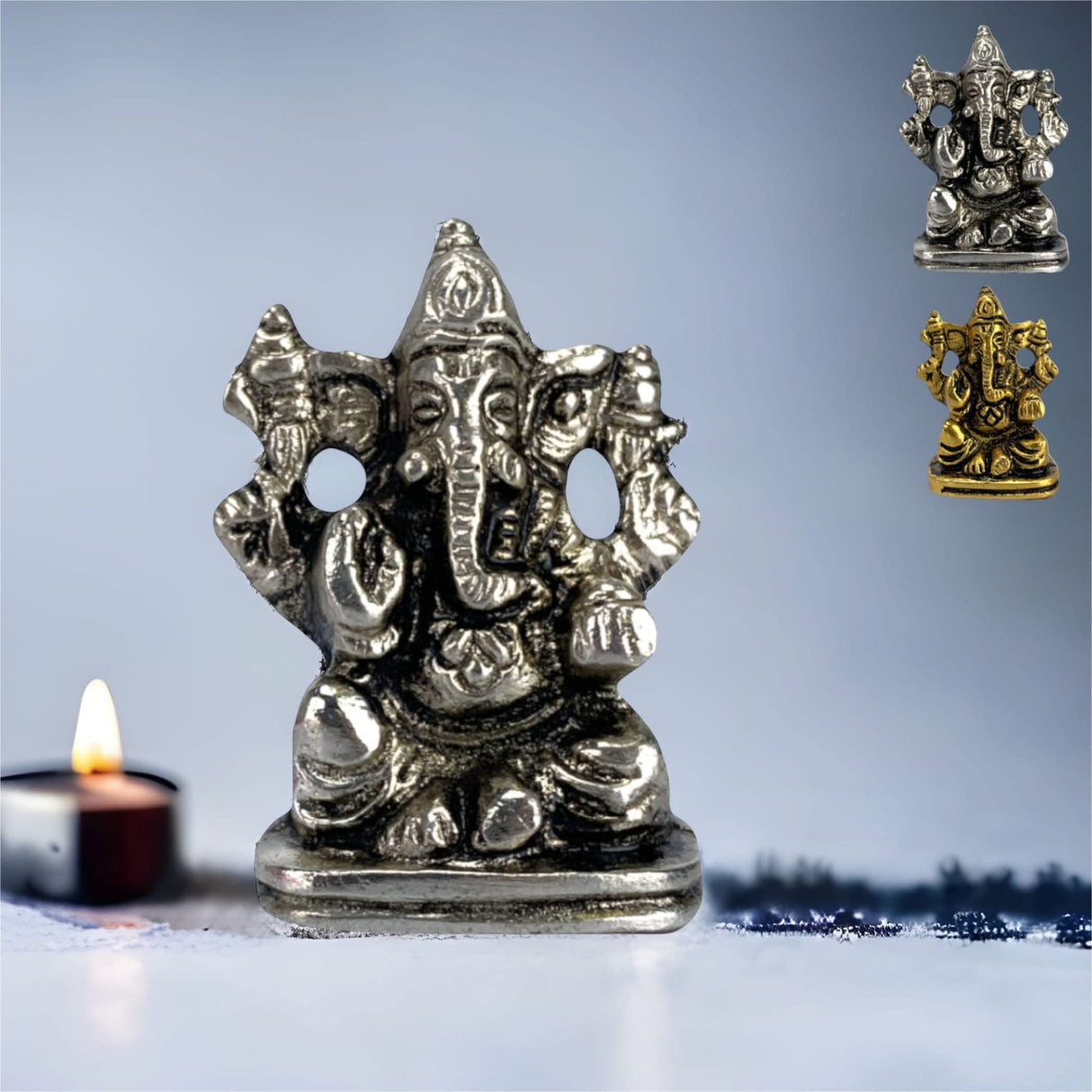 Lord Ganesha for Car Idol Metal Ganpati Showpiece Ganeshji Figurine God of Luck and Success Home Decoration Car Dashboard Return Gifts Housewarming Pooja Diwali - LoveNspire