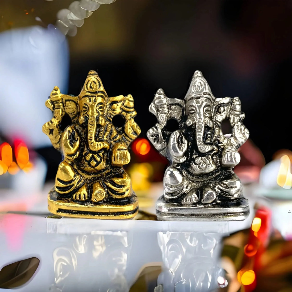 Lord Ganesha for Car Idol Metal Ganpati Showpiece Ganeshji Figurine God of Luck and Success Home Decoration Car Dashboard Return Gifts Housewarming Pooja Diwali - LoveNspire
