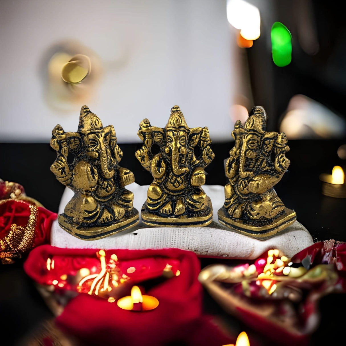 Lord Ganesha for Car Idol Metal Ganpati Showpiece Ganeshji Figurine God of Luck and Success Home Decoration Car Dashboard Return Gifts Housewarming Pooja Diwali - LoveNspire