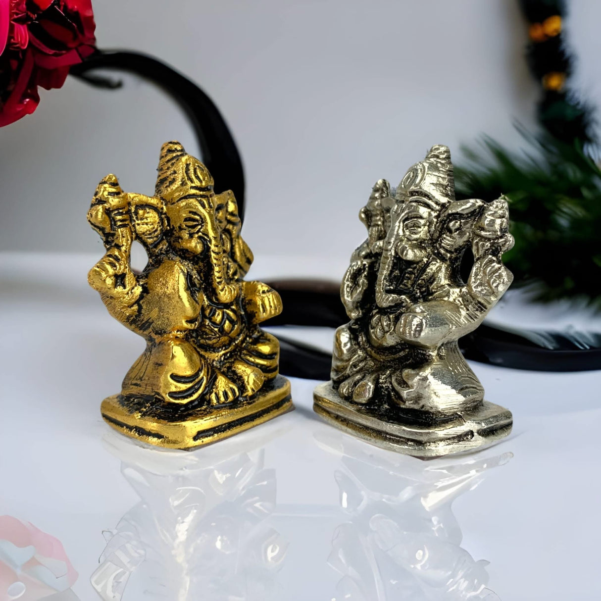 Lord Ganesha for Car Idol Metal Ganpati Showpiece Ganeshji Figurine God of Luck and Success Home Decoration Car Dashboard Return Gifts Housewarming Pooja Diwali - LoveNspire