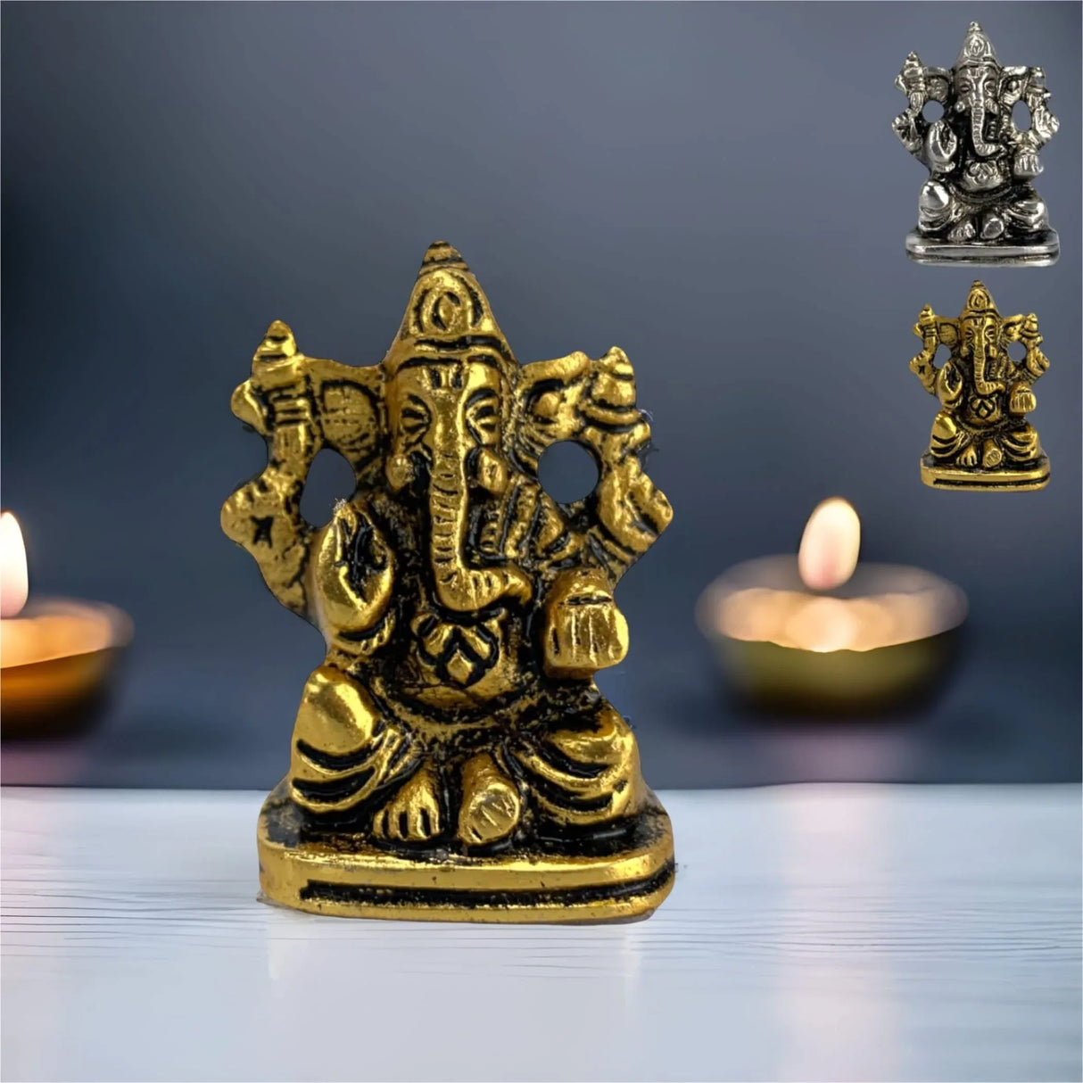 Lord Ganesha for Car Idol Metal Ganpati Showpiece Ganeshji Figurine God of Luck and Success Home Decoration Car Dashboard Return Gifts Housewarming Pooja Diwali - LoveNspire