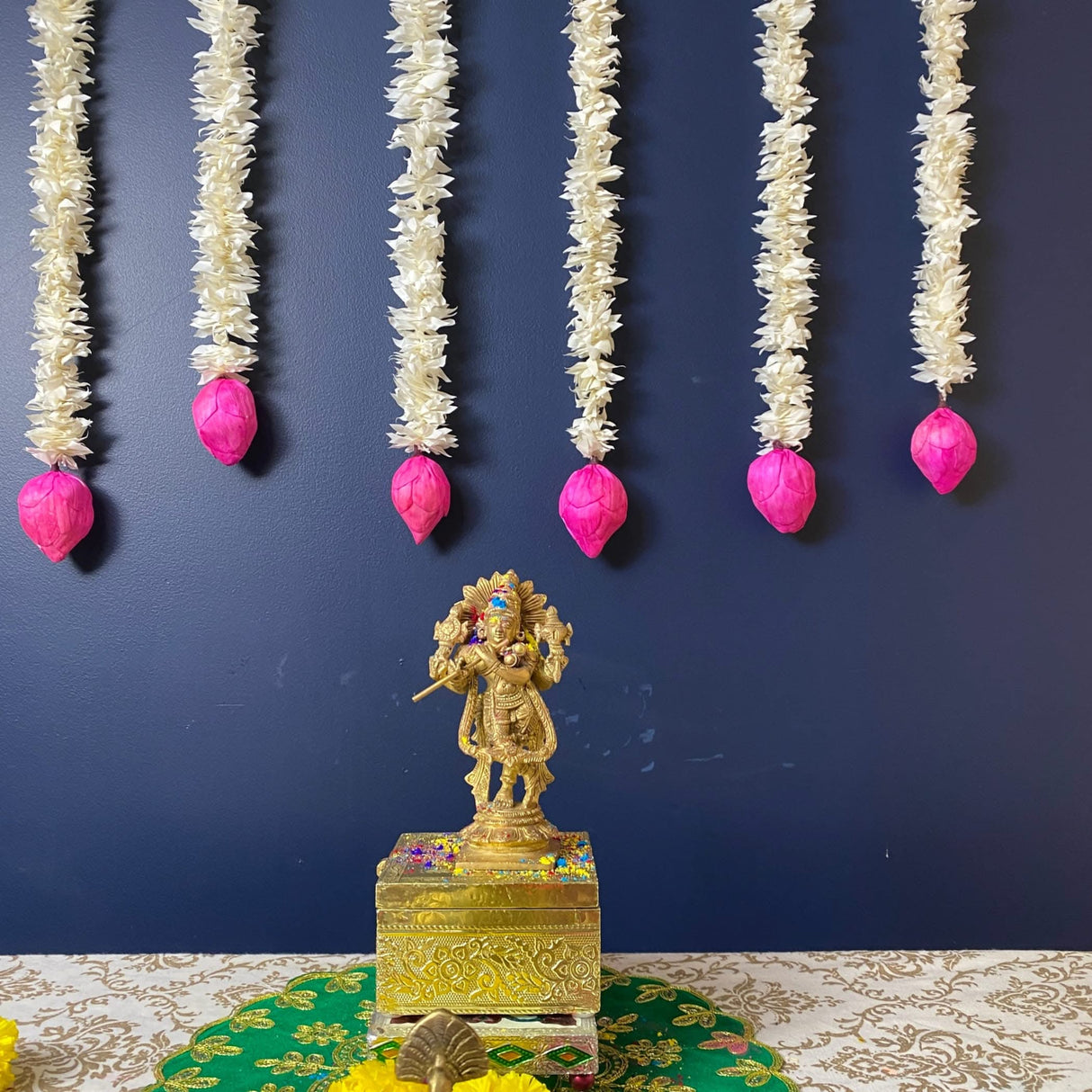 Lotus Buds Jasmines Gajra Artificial Floral Decor Indian Wedding Decor Garland for Decoration Strings with Jasmine Diwali Pooja Backdrop Day of the Dead - LoveNspire