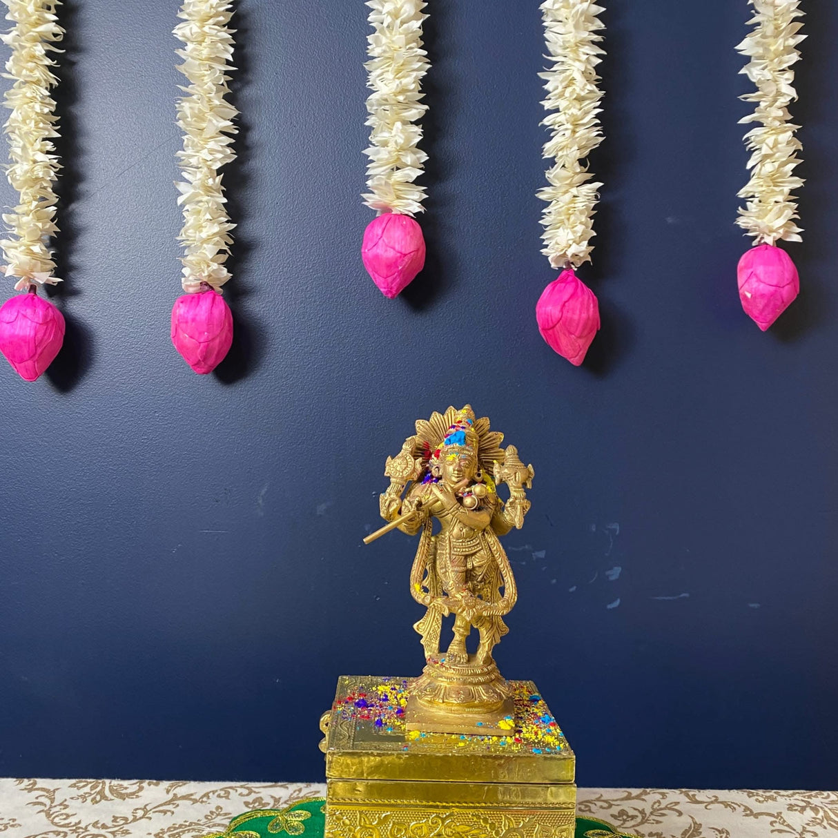 Lotus Buds Jasmines Gajra Artificial Floral Decor Indian Wedding Decor Garland for Decoration Strings with Jasmine Diwali Pooja Backdrop Day of the Dead - LoveNspire