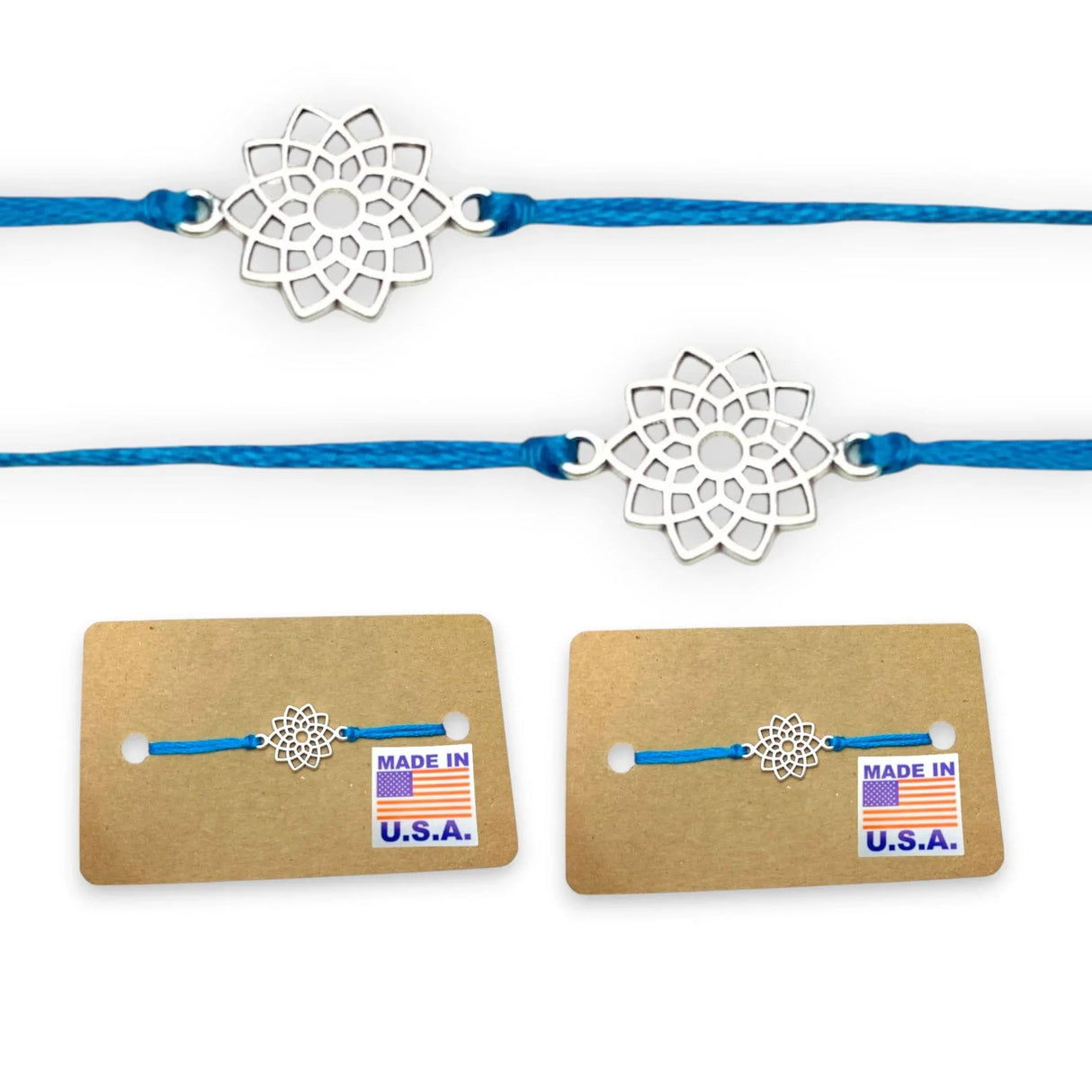 2CT Handcrafted Lotus Charm Rakhi Bracelet – Traditional Indian Rakhi for Raksha Bandhan Rakhi for Brother, Bhaiya-Bhabhi Tie Bracelet Gift - LoveNspire