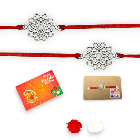 2CT Handcrafted Lotus Charm Rakhi Bracelet – Traditional Indian Rakhi for Raksha Bandhan Rakhi for Brother, Bhaiya-Bhabhi Tie Bracelet Gift - LoveNspire