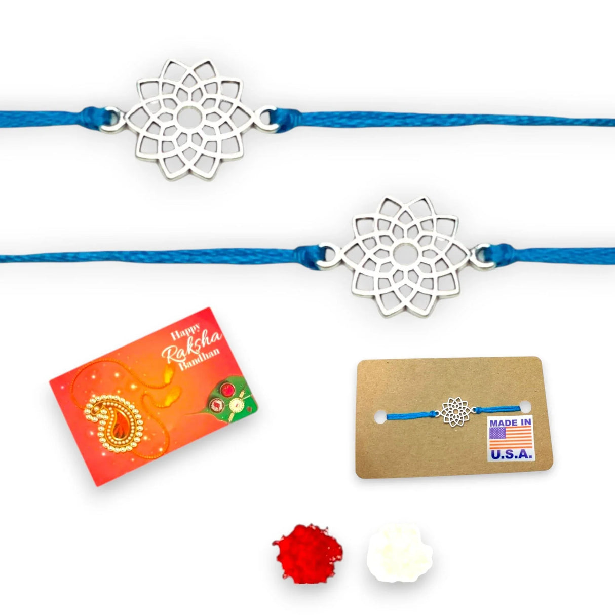 2CT Handcrafted Lotus Charm Rakhi Bracelet – Traditional Indian Rakhi for Raksha Bandhan Rakhi for Brother, Bhaiya-Bhabhi Tie Bracelet Gift - LoveNspire