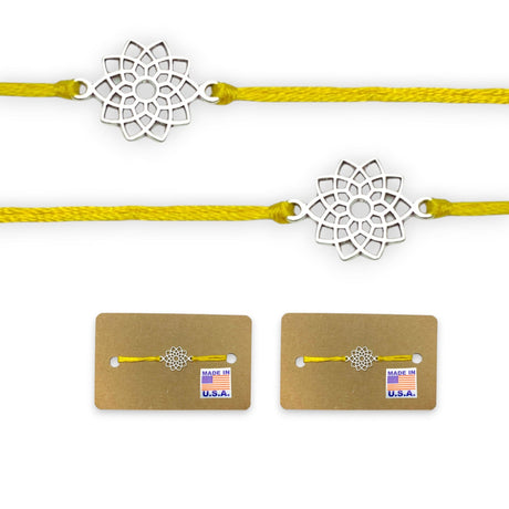 2CT Handcrafted Lotus Charm Rakhi Bracelet – Traditional Indian Rakhi for Raksha Bandhan Rakhi for Brother, Bhaiya-Bhabhi Tie Bracelet Gift - LoveNspire