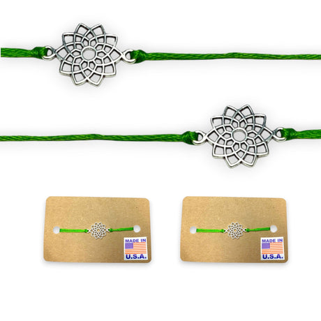 2CT Handcrafted Lotus Charm Rakhi Bracelet – Traditional Indian Rakhi for Raksha Bandhan Rakhi for Brother, Bhaiya-Bhabhi Tie Bracelet Gift - LoveNspire