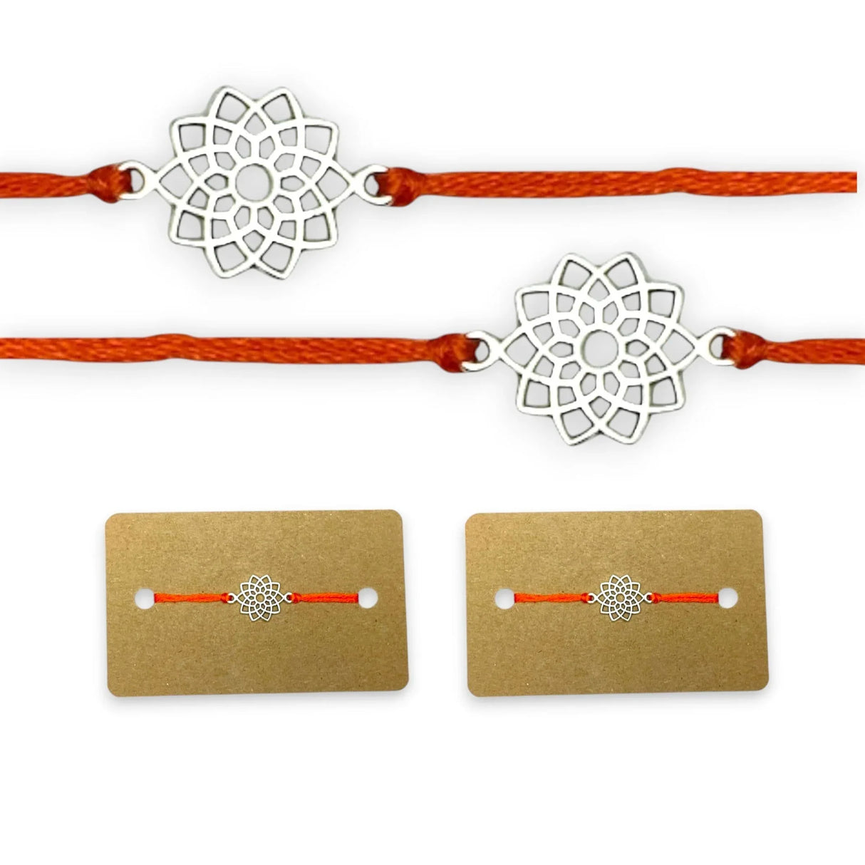 2CT Handcrafted Lotus Charm Rakhi Bracelet – Traditional Indian Rakhi for Raksha Bandhan Rakhi for Brother, Bhaiya-Bhabhi Tie Bracelet Gift - LoveNspire