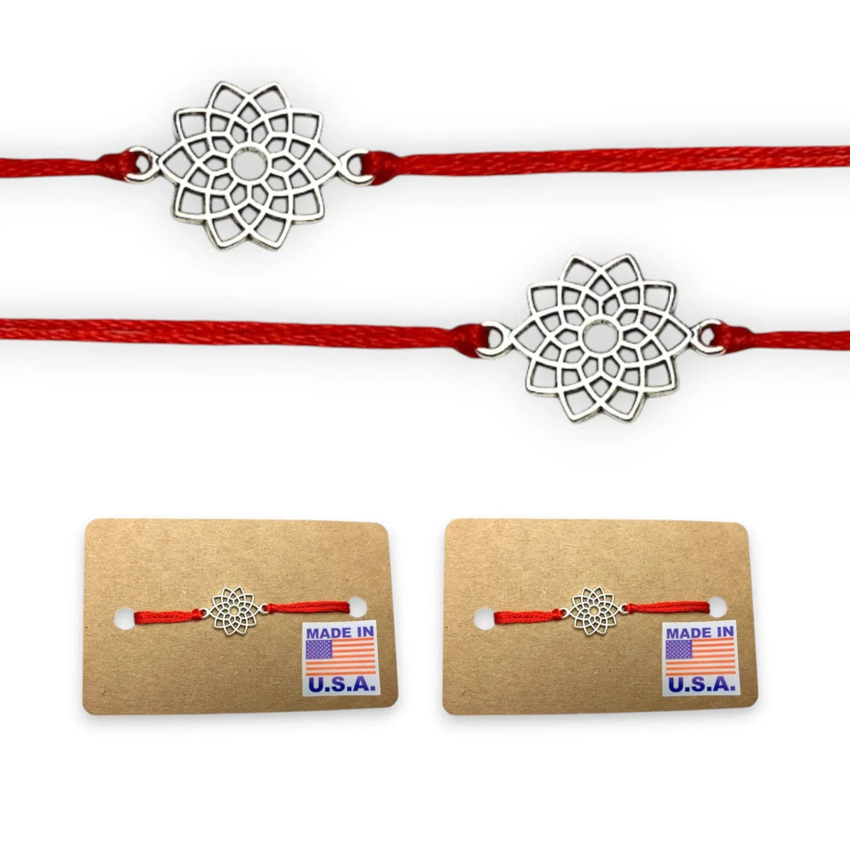 2CT Handcrafted Lotus Charm Rakhi Bracelet – Traditional Indian Rakhi for Raksha Bandhan Rakhi for Brother, Bhaiya-Bhabhi Tie Bracelet Gift - LoveNspire