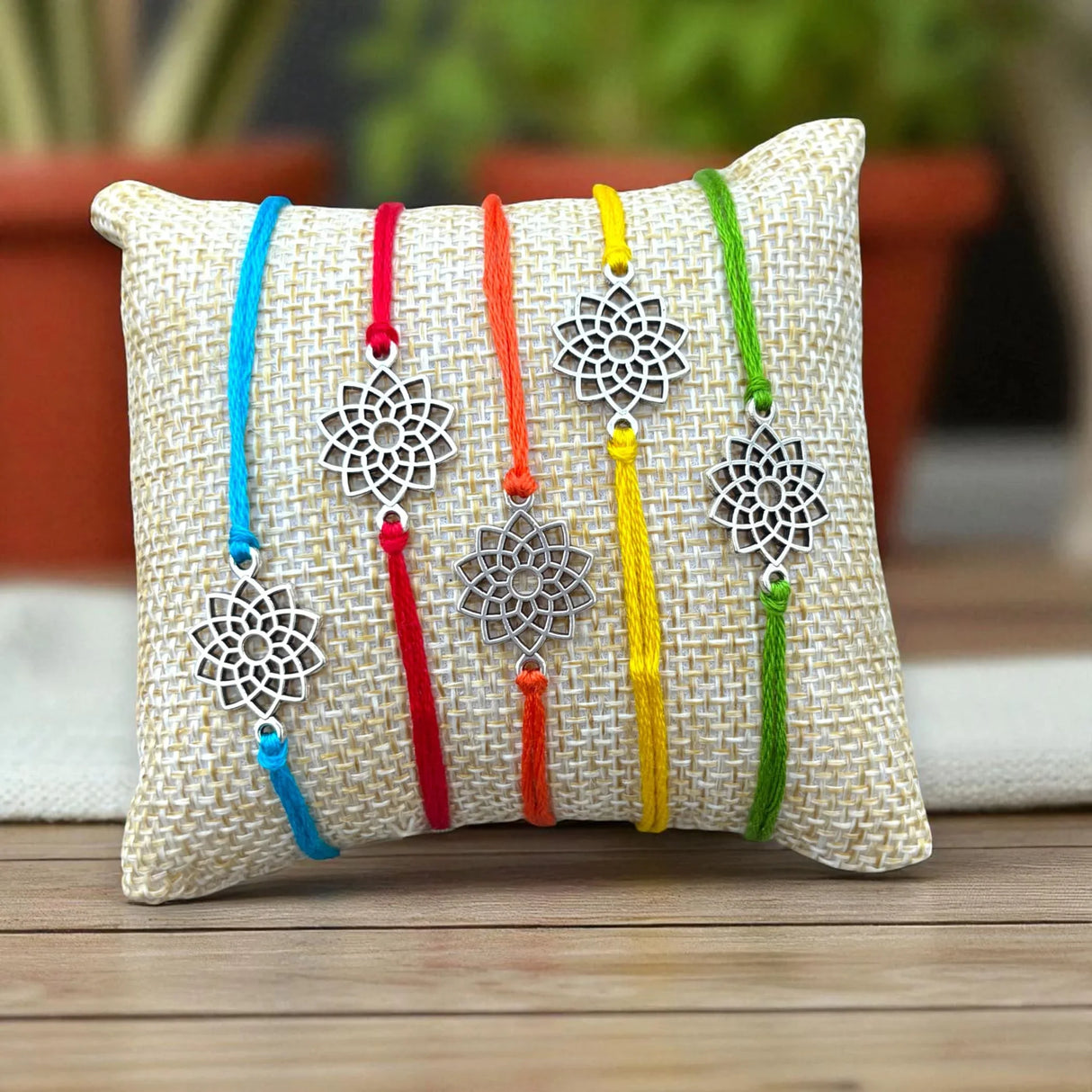 2CT Handcrafted Lotus Charm Rakhi Bracelet – Traditional Indian Rakhi for Raksha Bandhan Rakhi for Brother, Bhaiya-Bhabhi Tie Bracelet Gift - LoveNspire