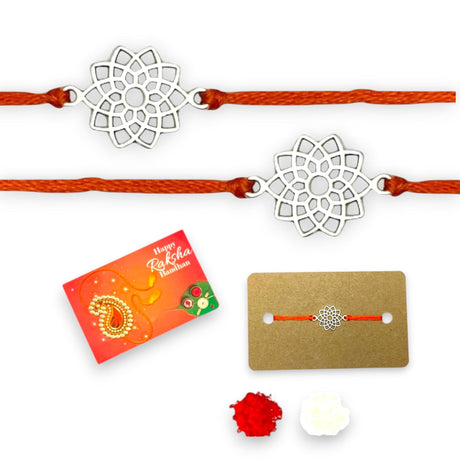 2CT Handcrafted Lotus Charm Rakhi Bracelet – Traditional Indian Rakhi for Raksha Bandhan Rakhi for Brother, Bhaiya-Bhabhi Tie Bracelet Gift - LoveNspire